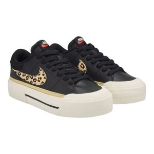 Nike Court Legacy Black/Leopard Print Lift Platform Sneaker Womens Size 8